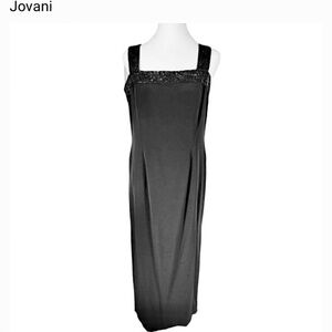 SOLD Jovani New York Black Evening Gown Sequin Shoulder Straps/Neckline